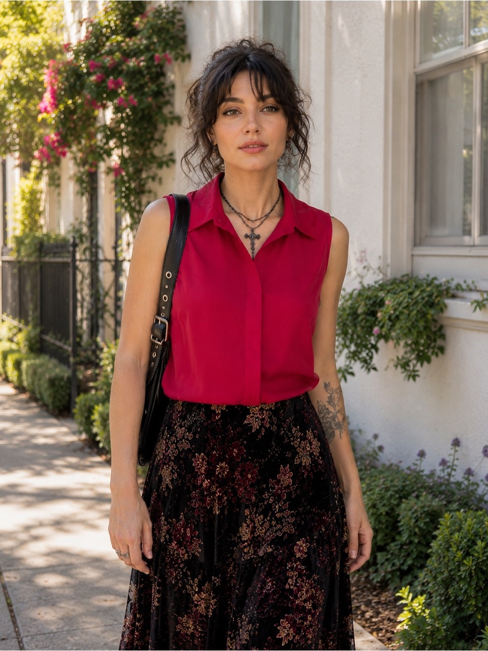 Vintage Christie & Jill 100% Silk Deep Red Sleeveless Blouse Medium/Large